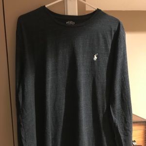 Heather Dark Blue Polo long sleeve t-shirt L